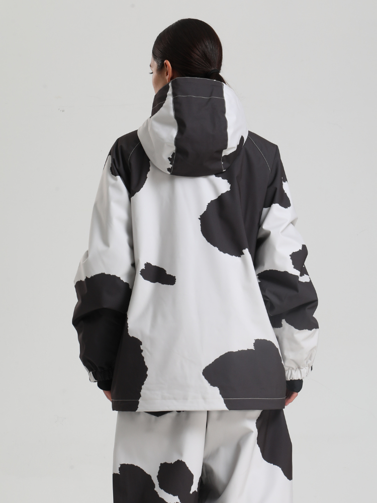 Women's Baggy Snowboard Jacket Bold Cow Print Snow Jacket