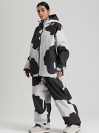 Women's Baggy Snowboard Jacket Bold Cow Print Snow Jacket