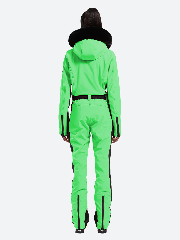 Women's Faux-Fur Slim Ski Jumpsuit One Piece Ski Suit