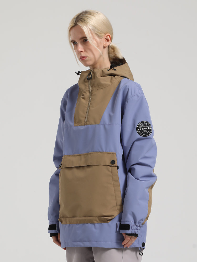 Women's Black & Brown Kangaroo Pocket Patchwork Ski Anorak Snow Anoraks