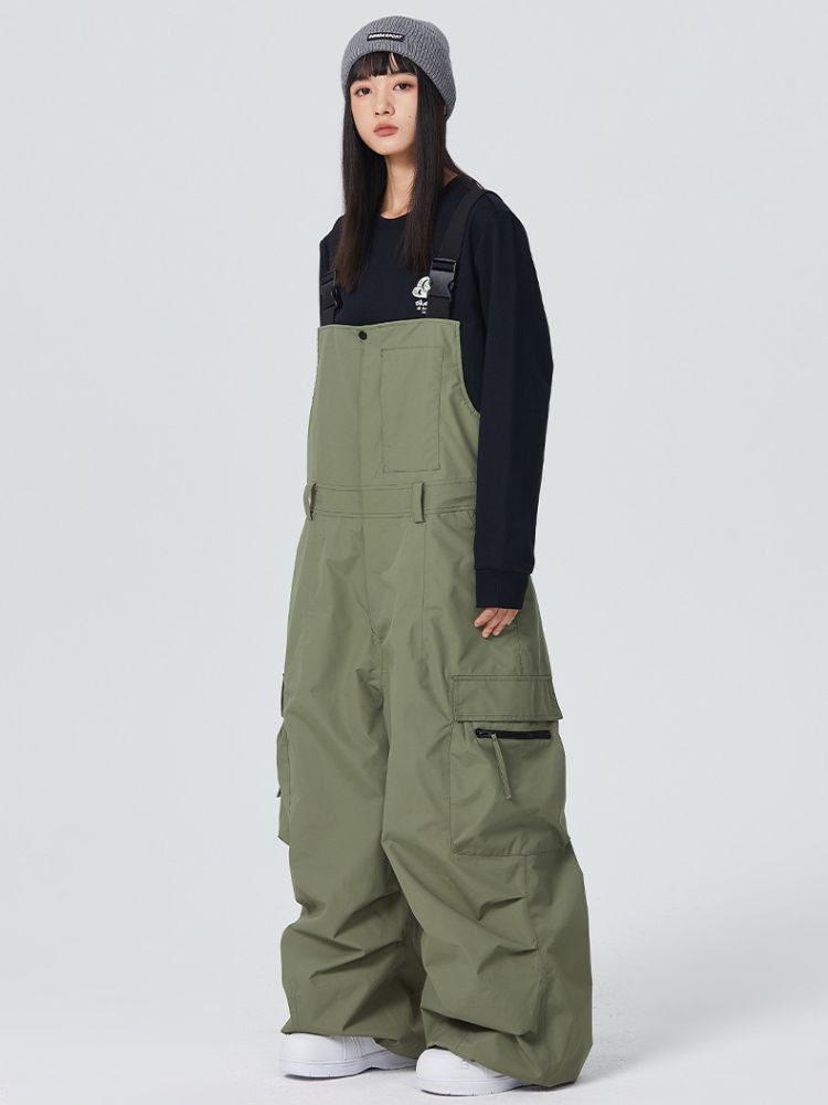 Pantalon de salopette de snowboard à boucle de dégagement pour femme baggy