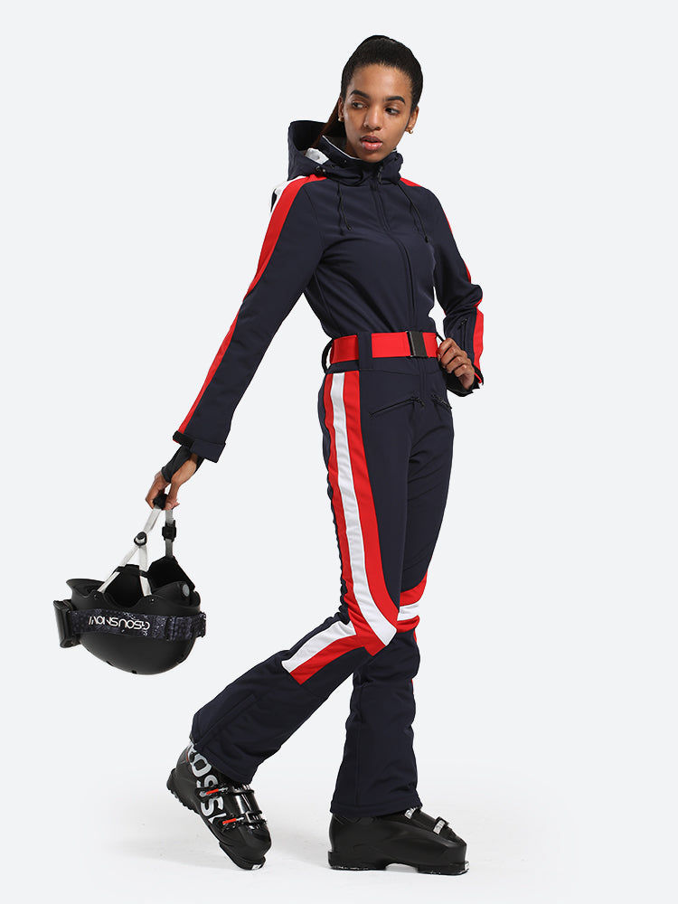 Women's Black Performance Athletic One-Piece Ski Suit Snowboard Suit
