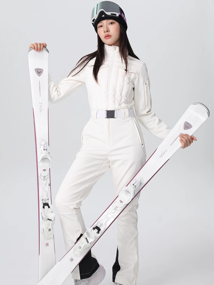 Conjunto de chaqueta y pantalón de nieve para mujer, mono de esquí ajustado de lujo