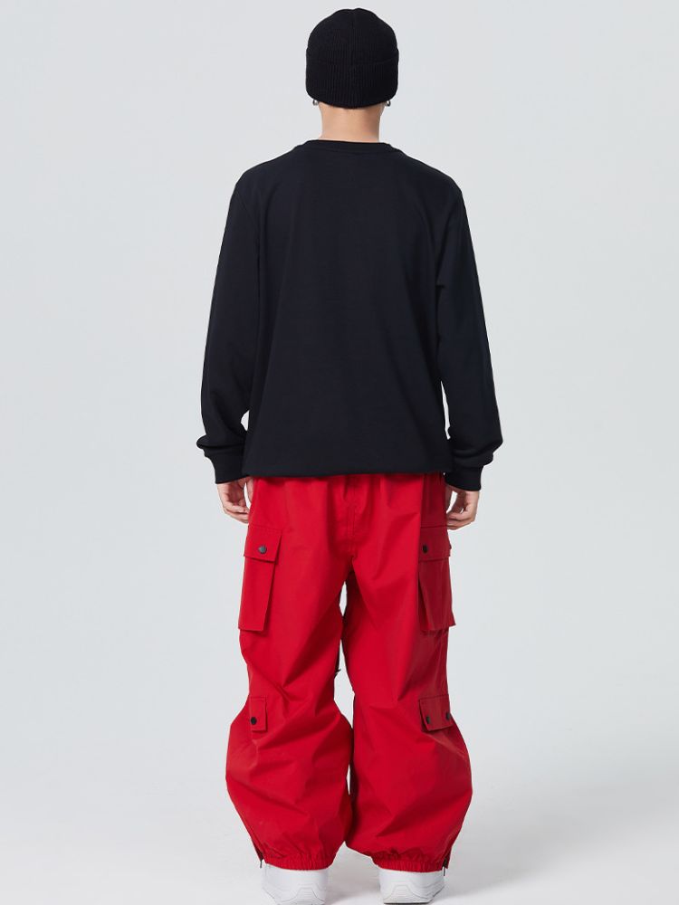 Men's Snow Pant 3L Monochrome Baggy Cargo Pants - Searipe