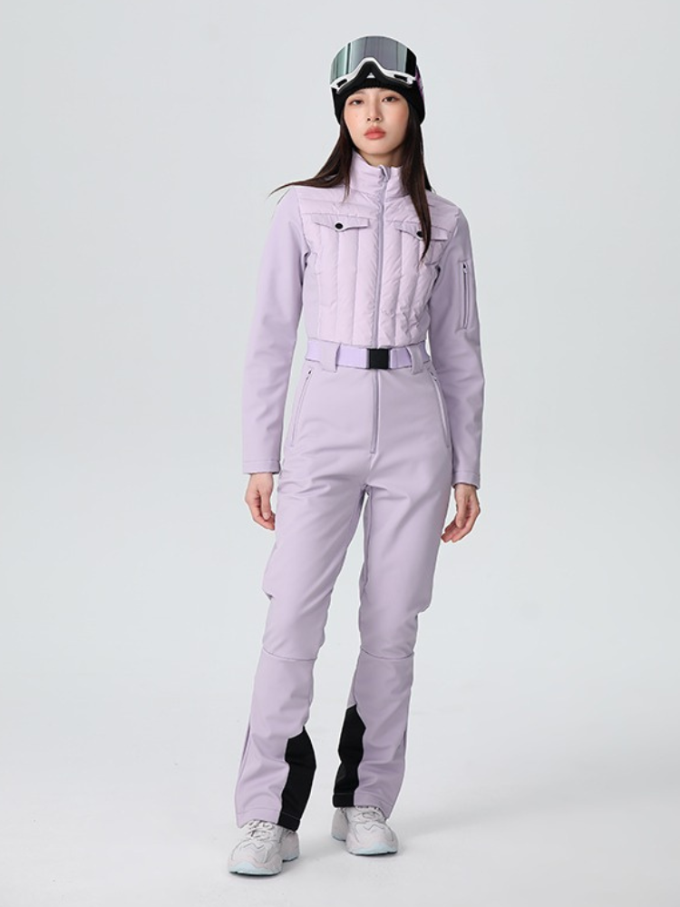 Conjunto de chaqueta y pantalón de nieve para mujer, mono de esquí ajustado de lujo