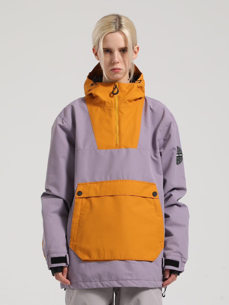Women's Black & Brown Kangaroo Pocket Patchwork Ski Anorak Snow Anoraks