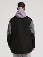 Men's Brown & Beige Insulated Color-Block Kangaroo Pocket Ski Anorak Snow Anoraks