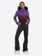 Women's Orange & Pink Waist-Defining Insulated Waterproof Ski Suits One-Piece Snowboard Suit