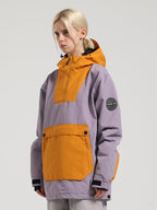 Women's Mint & Watercolor Kangaroo Pocket Patchwork Ski Anorak Snow Anoraks