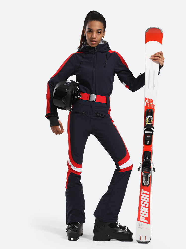 Women's Black Performance Athletic One-Piece Ski Suit Snowboard Suit