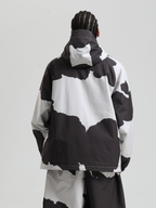Men's Baggy Snowboard Jacket Bold Cow Print Snow Jacket