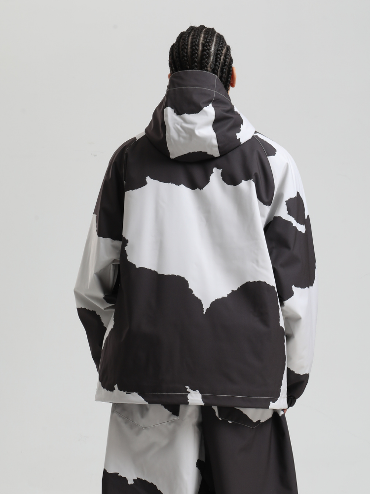 Men's Baggy Snowboard Jacket Bold Cow Print Snow Jacket