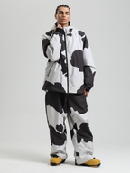 Men's Baggy Snowboard Jacket Bold Cow Print Snow Jacket