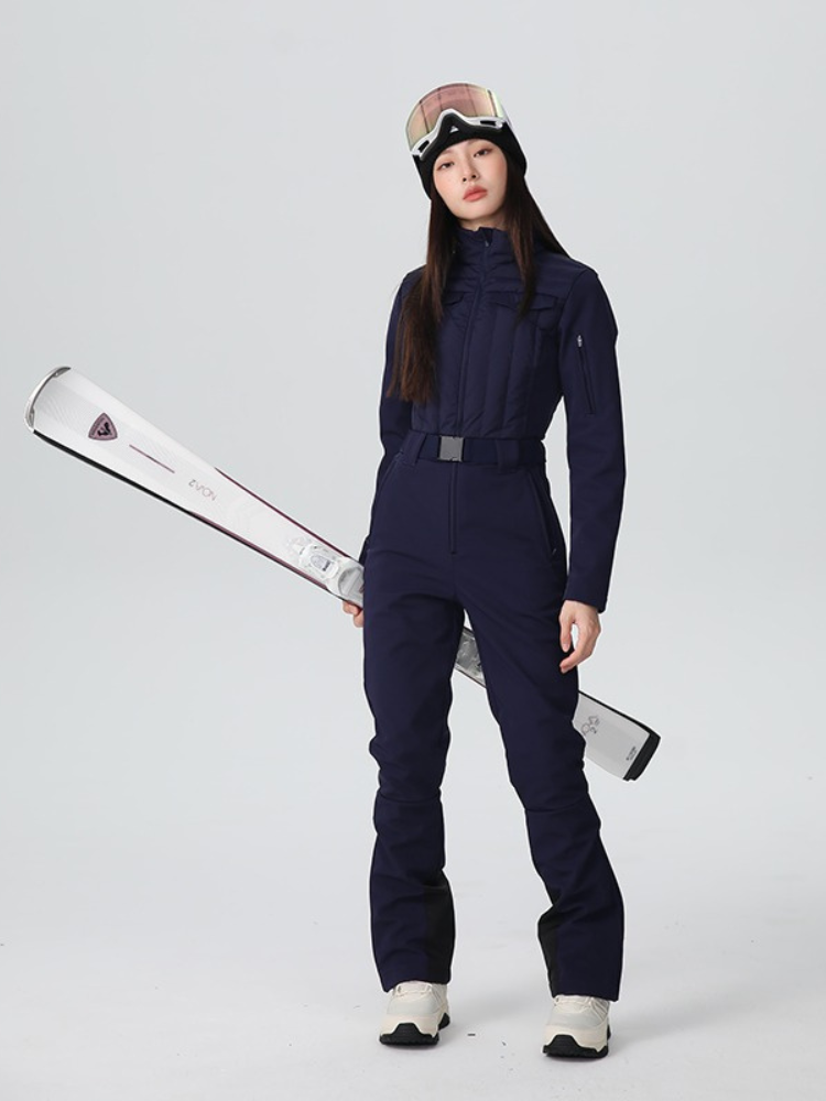 Conjunto de chaqueta y pantalón de nieve para mujer, mono de esquí ajustado de lujo