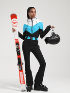 Women's One Piece Ski Suit Retro Belted Slim Ski Jumpsuit