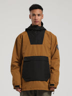 Men's Black & Brown Kangaroo Pocket Patchwork Ski Anorak Snow Anoraks