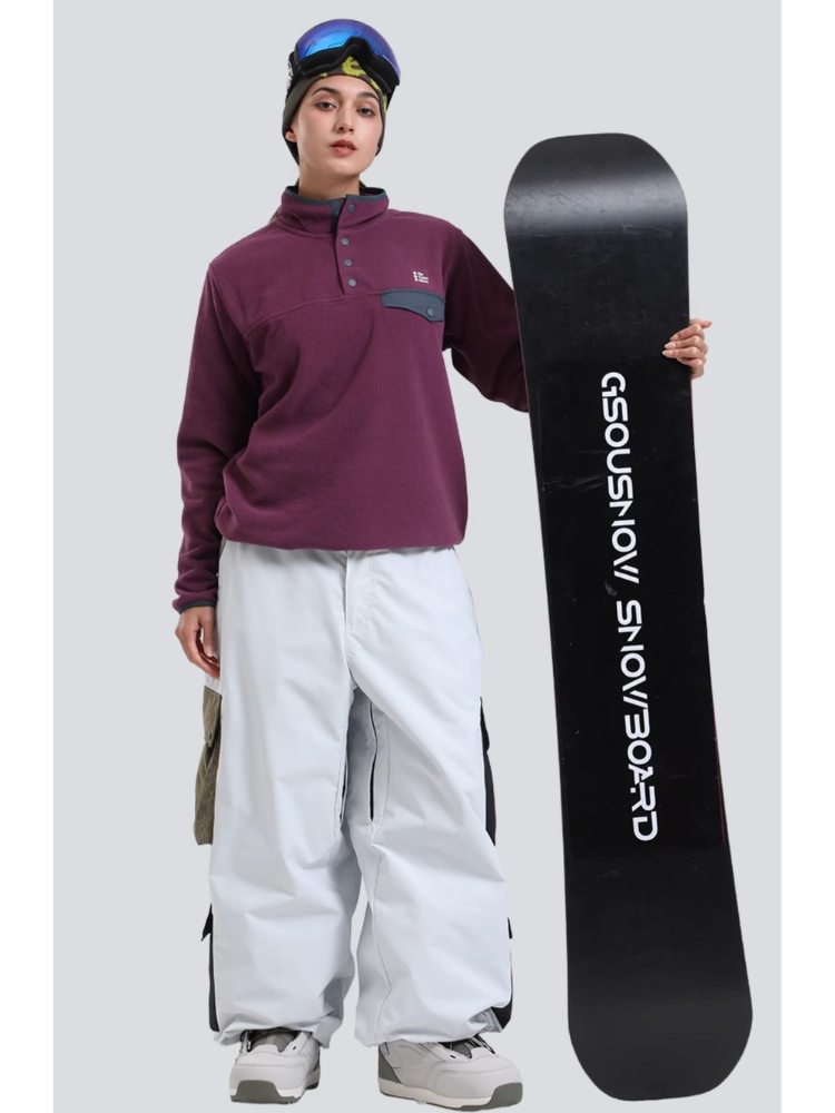 Women's Baggy Snowboard Pants Color Block Double Cargo Snow Pants