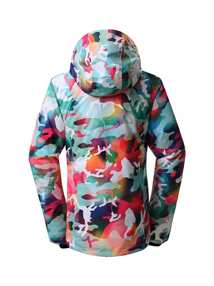 Women's Vibrant Camo Insulated Ski Jacket With Detachable Hood Snow Jackets