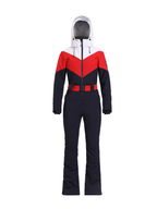 Women's One Piece Ski Suit Retro Belted Slim Ski Jumpsuit