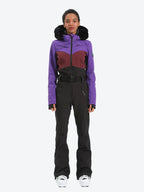 Women's Lavender & Navy Waist-Defining Insulated Waterproof Ski Suits One-Piece Snowboard Suit
