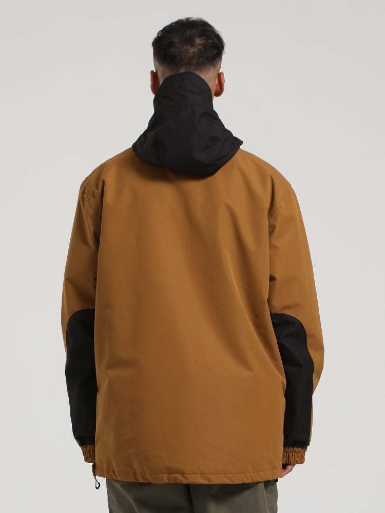 Men's Black & Brown Kangaroo Pocket Patchwork Ski Anorak Snow Anoraks