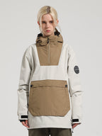 Women's Mint & Watercolor Kangaroo Pocket Patchwork Ski Anorak Snow Anoraks