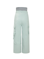 Women's Mint Green Cargo Pocket Insulated Snow Pants