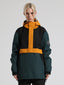 Women's Black & Green Insulated Color-Block Kangaroo Pocket Ski Anorak Snow Anoraks