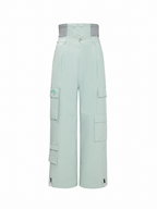 Women's Mint Green Cargo Pocket Insulated Snow Pants