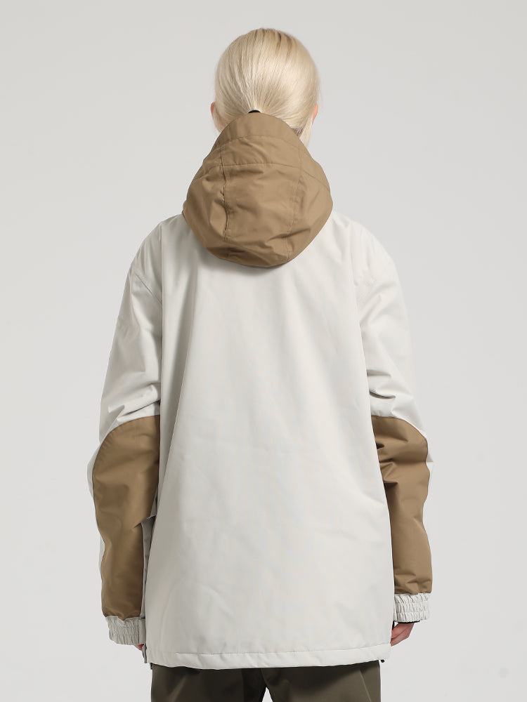 Women's Khaki & Beige Kangaroo Pocket Patchwork Ski Anorak Snow Anoraks Secondary image