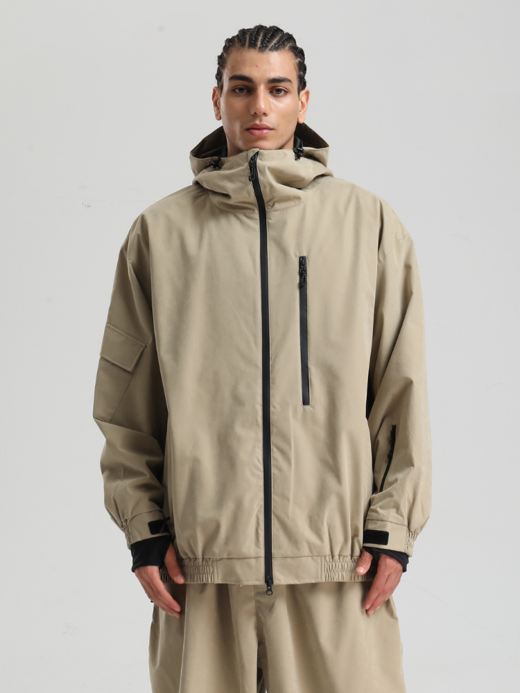 Men' Khaki Snowboard Jakcet Minimalist Freeride Snow Jacket