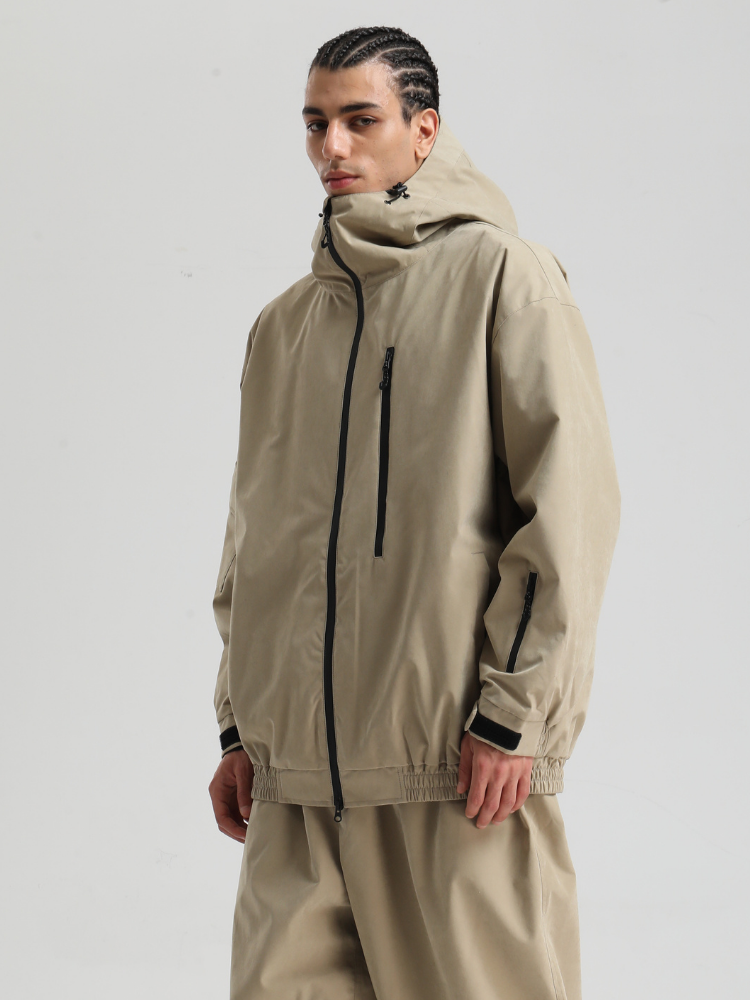 Men' Khaki Snowboard Jakcet Minimalist Freeride Snow Jacket