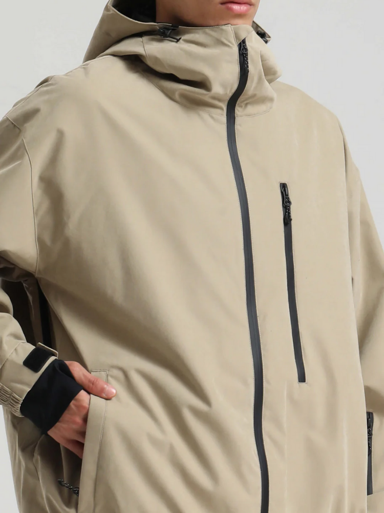 Men' Khaki Snowboard Jakcet Minimalist Freeride Snow Jacket