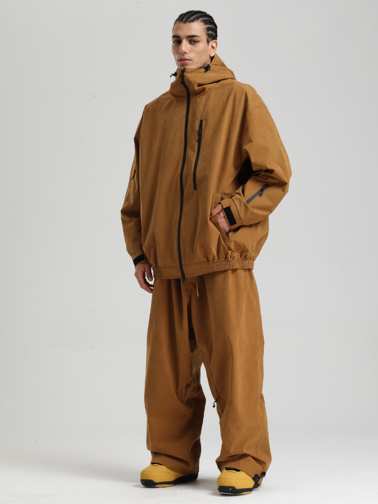 Men' Khaki Snowboard Jakcet Minimalist Freeride Snow Jacket