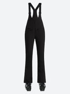 Women's Black & Red Slim-Fit Articulated-Knee Ski Bibs Snow Bibs