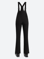 Women's Black & Leopard Slim-Fit Articulated-Knee Ski Bibs Snow Bibs