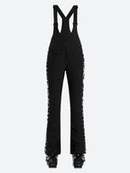 Women's Black & Red Slim-Fit Articulated-Knee Ski Bibs Snow Bibs