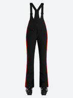 Women's Black & Red Slim-Fit Articulated-Knee Ski Bibs Snow Bibs