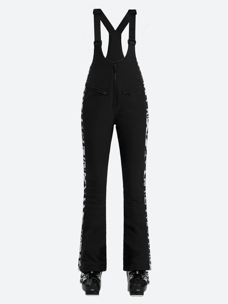 Women's Black & Houndstooth Slim-Fit Articulated-Knee Ski Bibs Snow Bibs