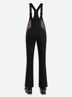 Women's Black Slim-Fit Articulated-Knee Ski Bibs Snow Bibs