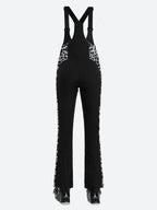 Women's Black & Red Slim-Fit Articulated-Knee Ski Bibs Snow Bibs