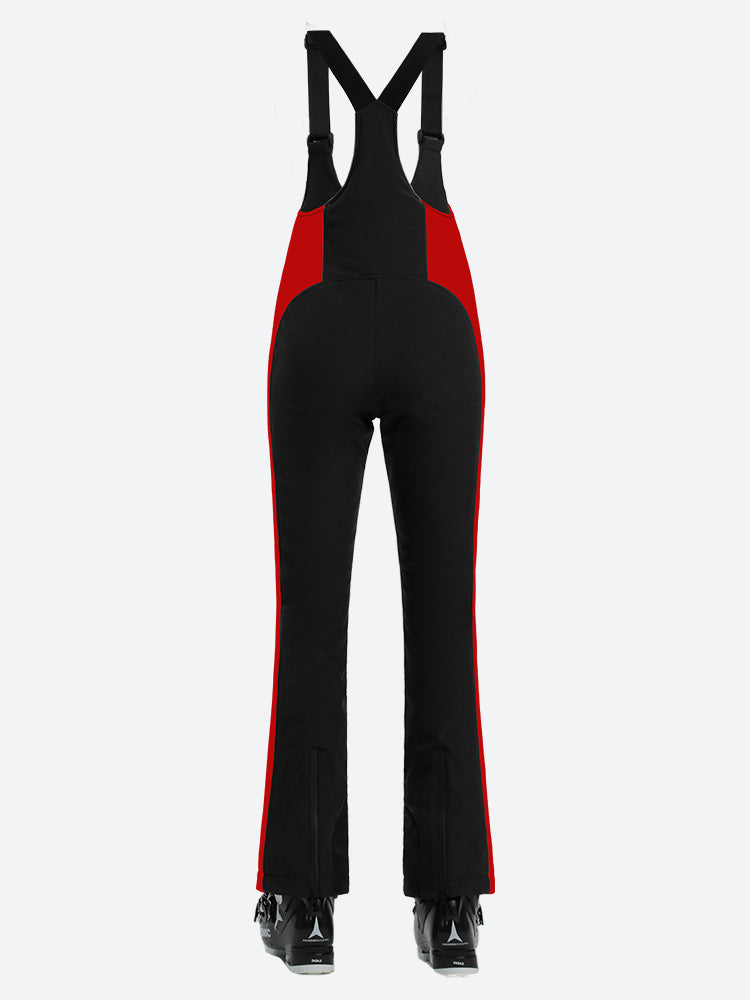 Women's Black Slim-Fit Articulated-Knee Ski Bibs Snow Bibs