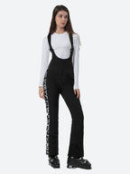 Women's Black & Houndstooth Slim-Fit Articulated-Knee Ski Bibs Snow Bibs
