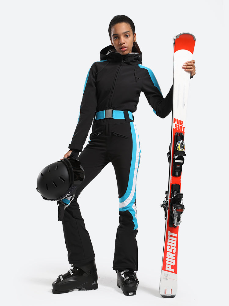 Women's Black Performance Athletic One-Piece Ski Suit Snowboard Suit Main image
