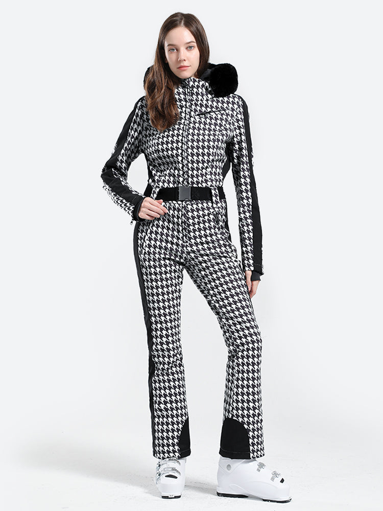 Women' One Piece Ski Suits Classic Faux-Fur Ski Jumpsuit
