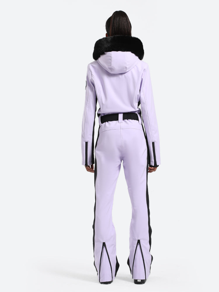 Women's Faux-Fur Slim One Piece Ski Suits