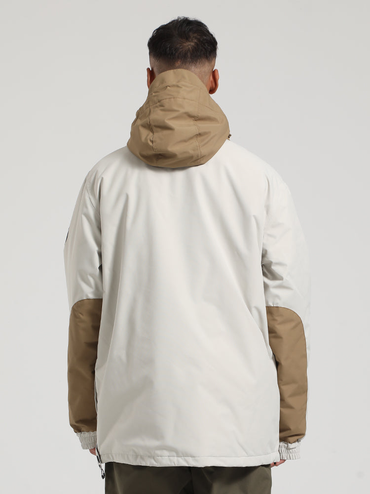 Men's Khaki & Beige Kangaroo Pocket Patchwork Ski Anorak Snow Anoraks Secondary image