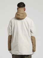 Men's Khaki & Beige Kangaroo Pocket Patchwork Ski Anorak Snow Anoraks