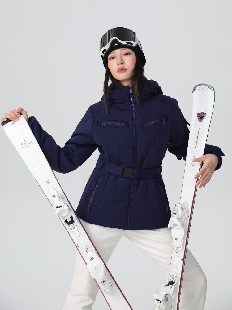 Damen Slim Isolierte Skijacke mit verstellbarem Taillengürtel