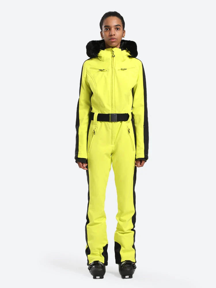 Women' One Piece Ski Suits Classic Faux-Fur Ski Jumpsuit